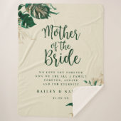 熱帯の緑の葉の母の花嫁引用文 シェルパブランケット (正面)