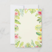熱帯の緑の葉の赤いハイビスカス 招待状 (裏面)