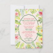 熱帯の緑の葉の赤いハイビスカス 招待状 (正面)