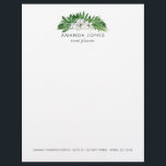 熱帯の緑の葉 チラシ<br><div class="desc">トレンディーセージ緑と白の水色の熱帯のトロピカル葉レターヘッド。</div>