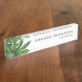 熱帯の緑の葉 デスクネームプレート (側面)