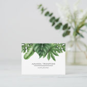 熱帯の緑の葉 名刺 (スタンド正面)