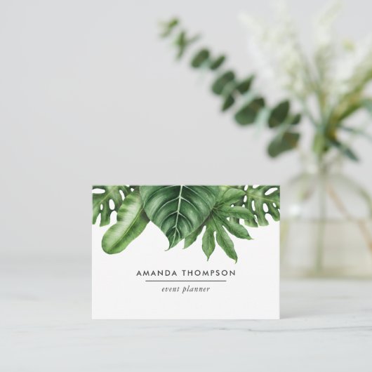 熱帯の緑の葉 名刺 (スタンド正面)