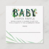 熱帯の緑の赤ちゃんシャワーおむつラッフル エンクロージャーカード (正面)