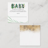 熱帯の緑の赤ちゃんシャワーおむつラッフル エンクロージャーカード (正面/裏面)