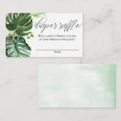 熱帯の緑の金ゴールドおむつラッフルカード エンクロージャーカード (正面/裏面)