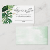 熱帯の緑の金ゴールドおむつラッフルカード エンクロージャーカード (正面/裏面)