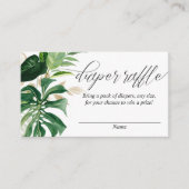 熱帯の緑の金ゴールドおむつラッフルカード エンクロージャーカード (正面)