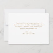 熱帯の緑の金ゴールド男女兼用ベビーシャワー サンキューカード (裏面)