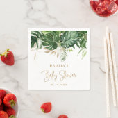 熱帯の緑の金ゴールド男女兼用ベビーシャワー スタンダードカクテルナプキン (インサイチュ)