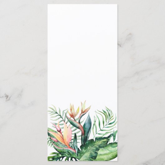 熱帯の緑モダンのミニマル結婚花 メニュー (裏面)