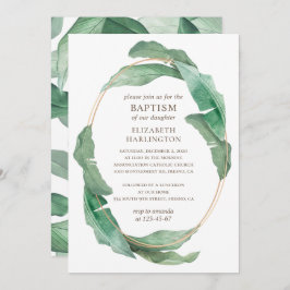 熱帯の緑葉の緑の植物学の洗礼 招待状