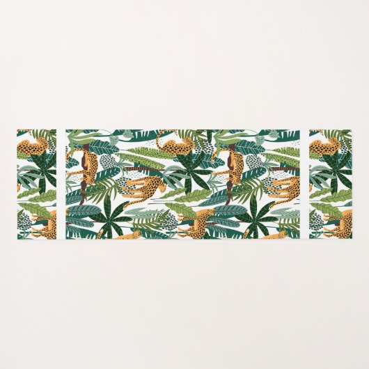 熱帯の緑豊かなジャングルのヨーガに葉ヒョウヒョウ ヨガマット (裏面(横))