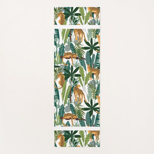 熱帯の緑豊かなジャングルのヨーガに葉ヒョウヒョウ ヨガマット (正面)