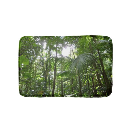 熱帯の緑 ジャングルの天蓋を通る日光 バスマット (正面)