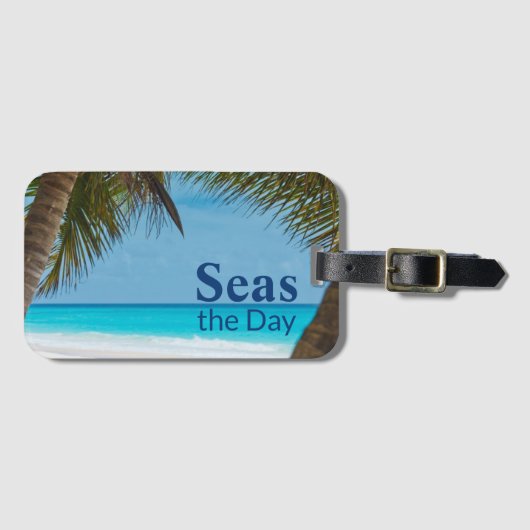 熱帯の美しいビーチシーンと海の日 ラゲッジタグ (正面横)