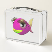 熱帯の美しいピンクのガールフィッシュ メタルランチボックス (裏面)