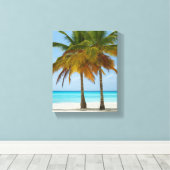 熱帯の美しいヤシの木ビーチ キャンバスプリント (インサイチュ (ウッドフロア))