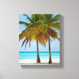熱帯の美しいヤシの木ビーチ キャンバスプリント