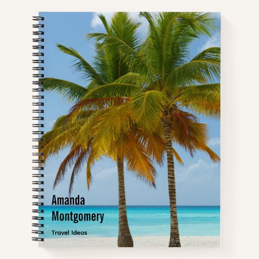 熱帯の美しいヤシの木ビーチ ノートブック (正面)