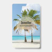 熱帯の美しいヤシの木ビーチ バッジ (裏面)