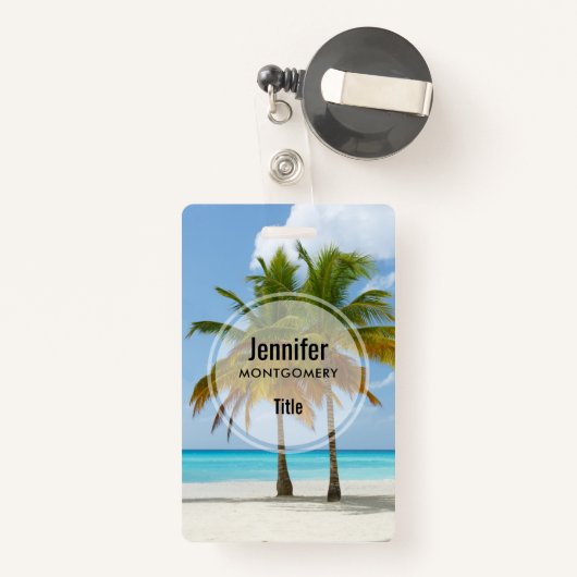 熱帯の美しいヤシの木ビーチ バッジ (裏面リトラクタブル付き)