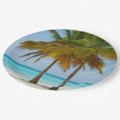 熱帯の美しいヤシの木ビーチ ペーパープレート (アングル)