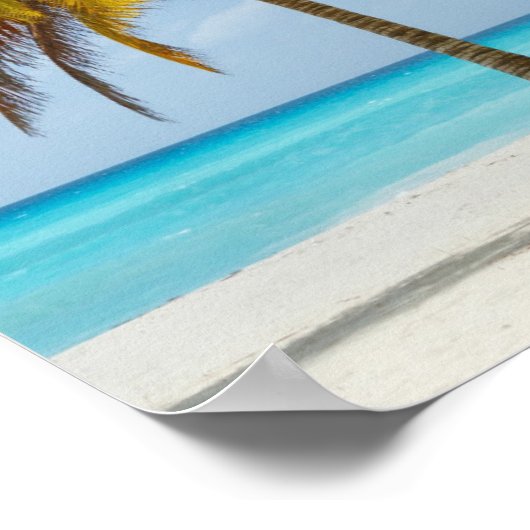 熱帯の美しいヤシの木ビーチ ポスター (角)