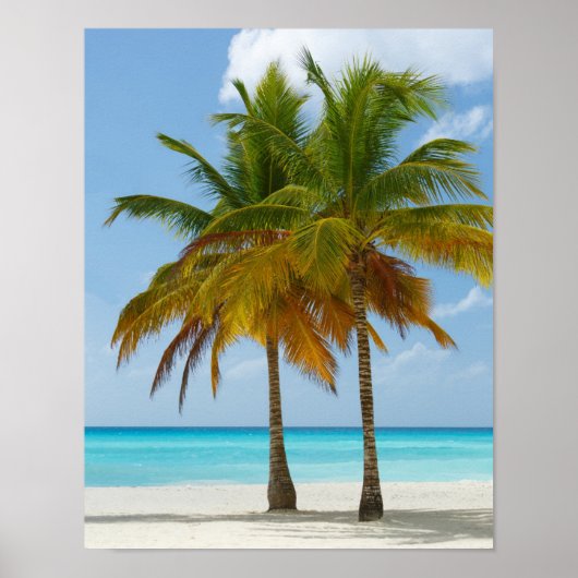 熱帯の美しいヤシの木ビーチ ポスター (正面)