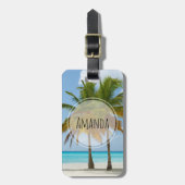 熱帯の美しいヤシの木ビーチ ラゲッジタグ (正面縦)