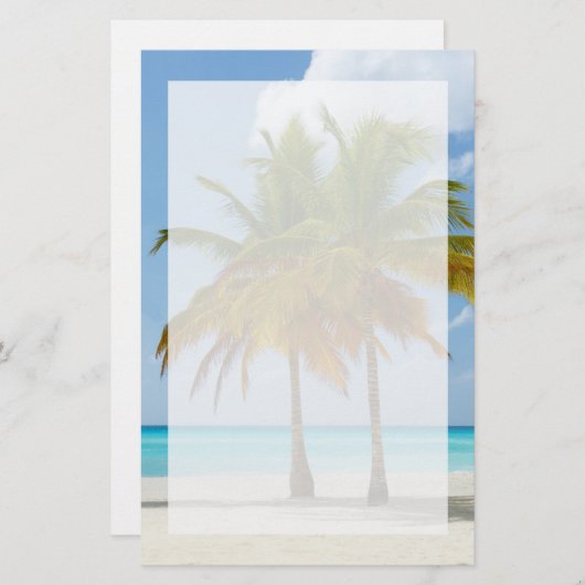 熱帯の美しいヤシの木ビーチ 便箋 (正面/裏面)