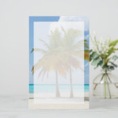 熱帯の美しいヤシの木ビーチ 便箋 (スタンド正面)