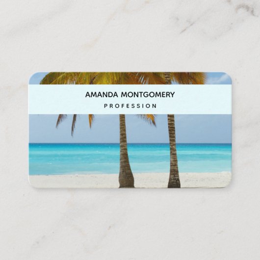 熱帯の美しいヤシの木ビーチ 名刺 (正面)