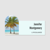 熱帯の美しいヤシの木ビーチ 名札 (正面)
