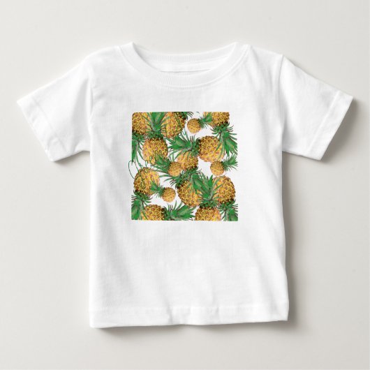 熱帯の美味しいパイナップルパターン ベビーTシャツ (正面)