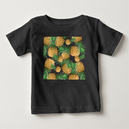 熱帯の美味しいパイナップルパターン ベビーTシャツ (正面)