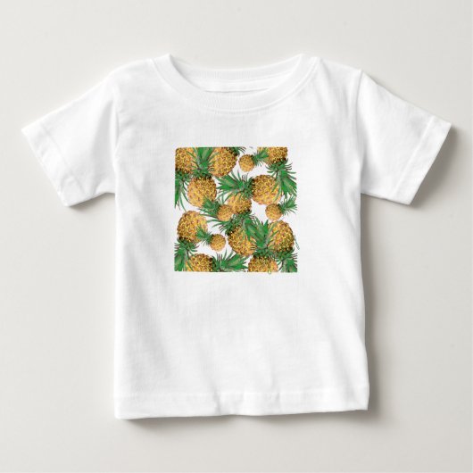 熱帯の美味しいパイナップルパターン ベビーTシャツ (正面)