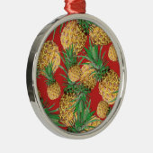 熱帯の美味しいパイナップルパターン メタルオーナメント (右)