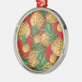 熱帯の美味しいパイナップルパターン メタルオーナメント (左)