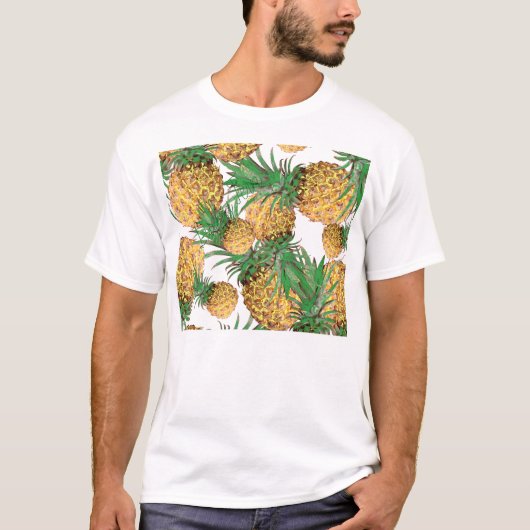 熱帯の美味しいパイナップルパターン Tシャツ (正面)