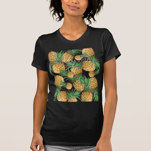 熱帯の美味しいパイナップルパターン Tシャツ (正面)