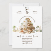 熱帯の至福 |パーソナライズされたビーチ結婚式ケーキ 招待状 (正面)