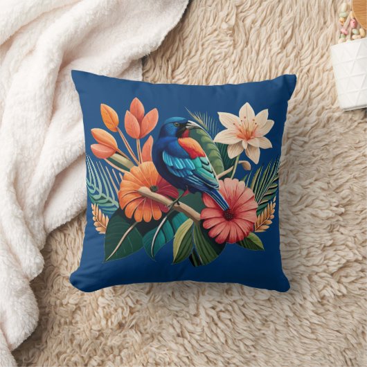 熱帯の至福：フローラ鮮やかーの融合 クッション (ブランケット)