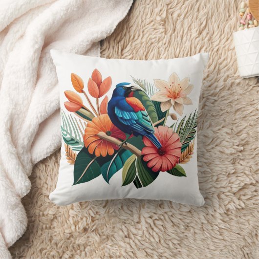 熱帯の至福：フローラ鮮やかーの融合 クッション (ブランケット)