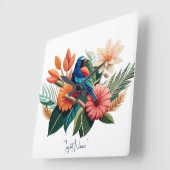 熱帯の至福：フローラ鮮やかーの融合 スクエア壁時計 (傾斜)