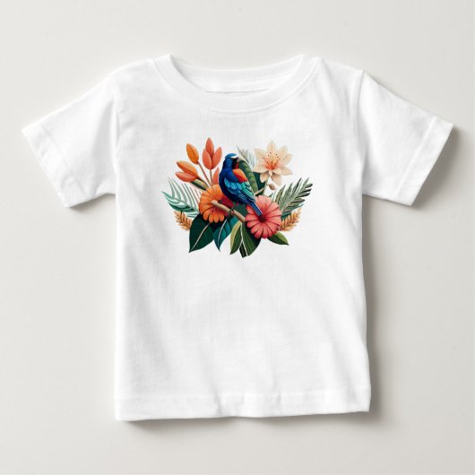 熱帯の至福:フローラ鮮やかーの融合 ベビーTシャツ (正面)
