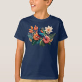 熱帯の至福:フローラ鮮やかーの融合 Tシャツ (正面)