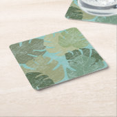熱帯の色あせ葉た スクエアペーパーコースター (アングル)