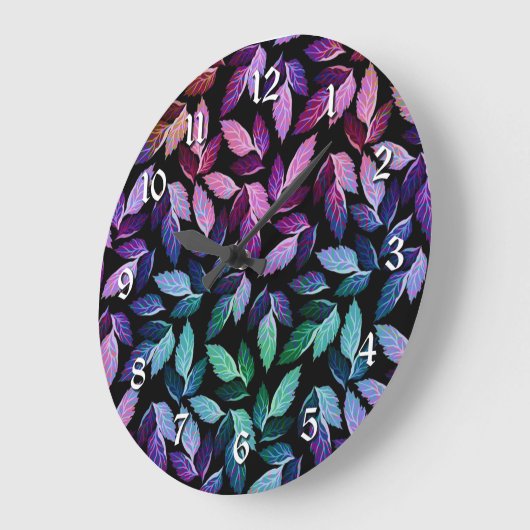 熱帯の色が落ちる葉の壁掛け時計 ラージ壁時計 (傾斜)