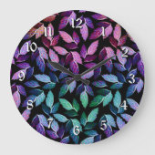 熱帯の色が落ちる葉の壁掛け時計 ラージ壁時計 (正面)